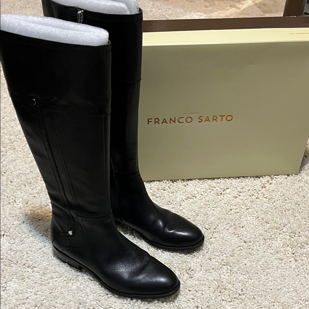 Franco Sarto Black Tall Leather Boots